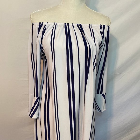 🍍🍍West Loop Navy Striped Tunic Dress - Picture 1 of 5